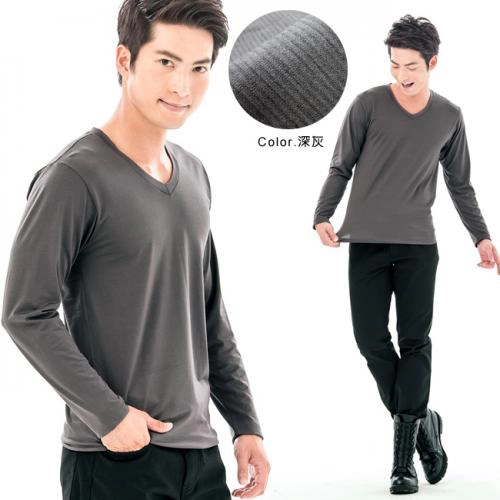 Taiwan made men's moisture absorbing and warm heating jacket V-neck style