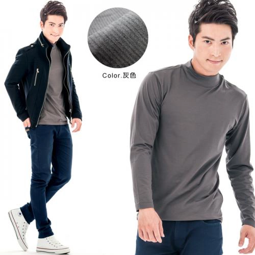 Taiwan made men's moisture absorbing and warm heating jacket - stand up collar style