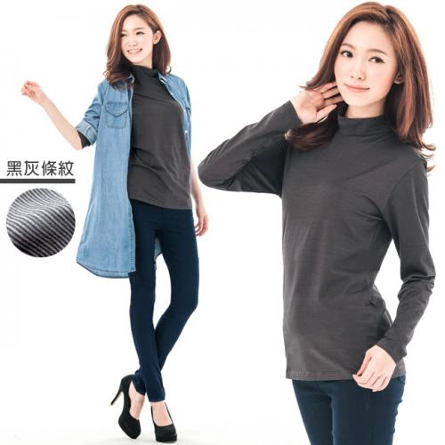 台灣製女吸濕保暖發熱衣-立領款