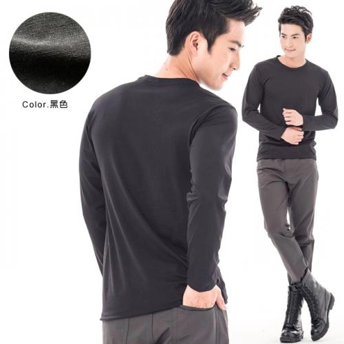 Taiwan made men's moisture absorbing and warm heating jacket - round neck style