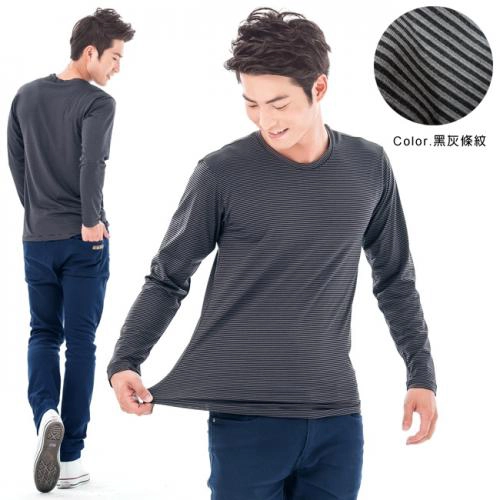 Taiwan made men's moisture absorbing and warm heating jacket - round neck style