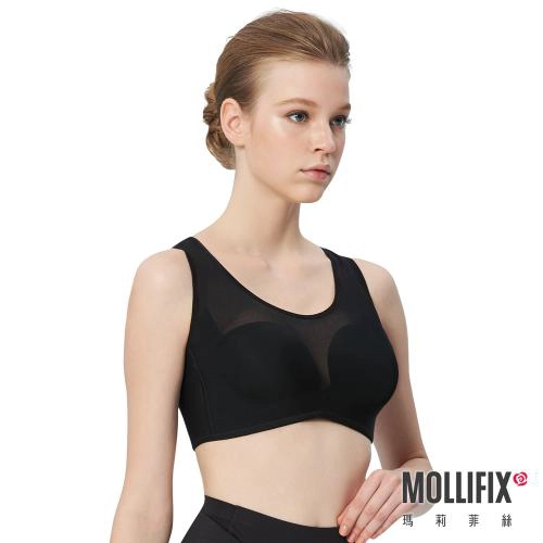 【Mollifix】軟鎧甲 無鋼圈美胸BRA (黑)