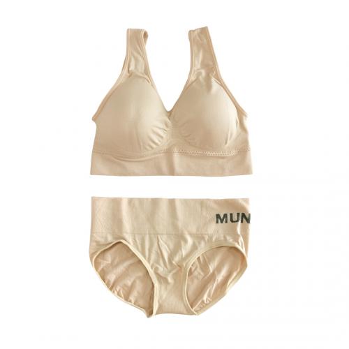 Elastic cotton seamless steel ring sports type shockproof deep V underwear set in 5 colors