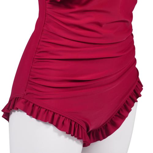 Fashionable one-piece flat neck hanging swimsuit