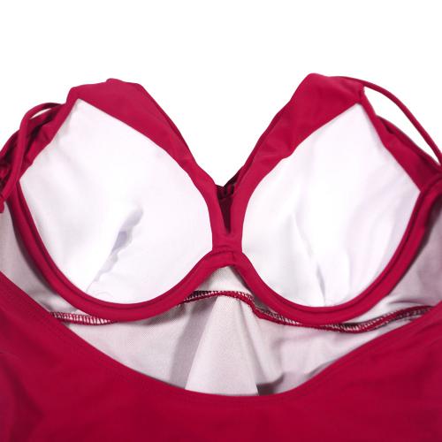 Fashionable one-piece flat neck hanging swimsuit