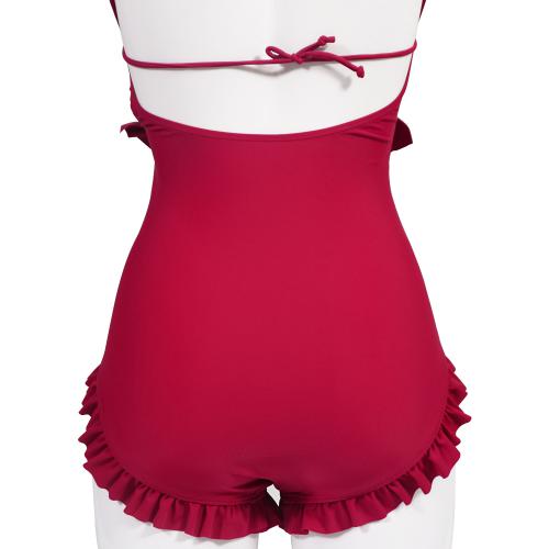 Fashionable one-piece flat neck hanging swimsuit