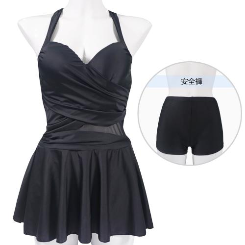 Sexy back skirt style steel support plus size swimsuit