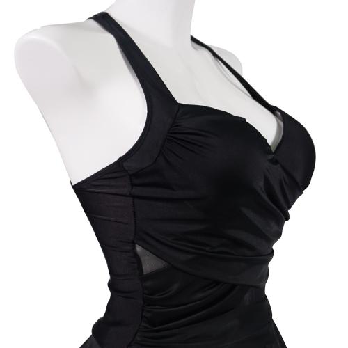Sexy back skirt style steel support plus size swimsuit
