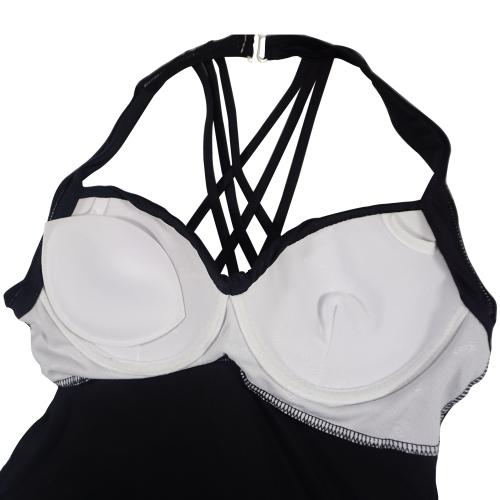 Sexy back skirt style steel support plus size swimsuit