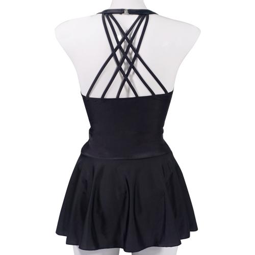 Sexy back skirt style steel support plus size swimsuit