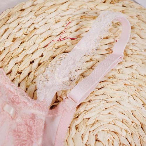 少女心日本粉色絲帶花朵刺繡內衣