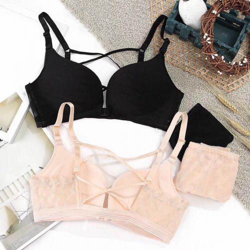 Skin friendly cloud cotton, enticing front button sexy cross back without steel ring underwear