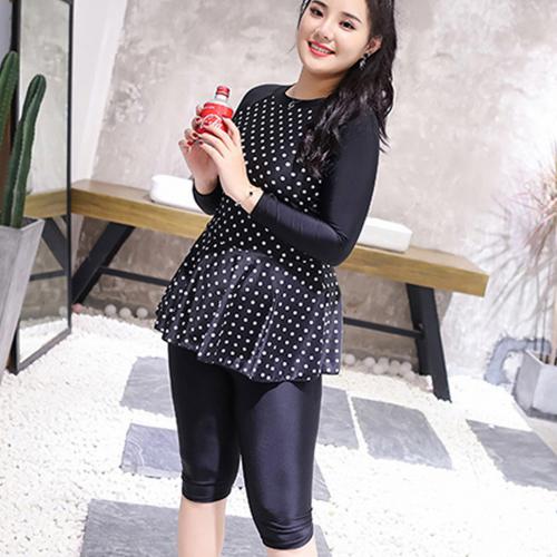 JH19014 women's plus size long sleeved tight pants split swimsuit