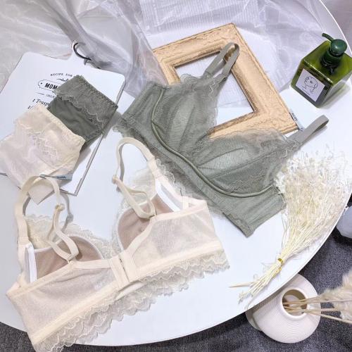 Summer sexy mesh lace small chest thin cup gathered on top without steel ring underwear