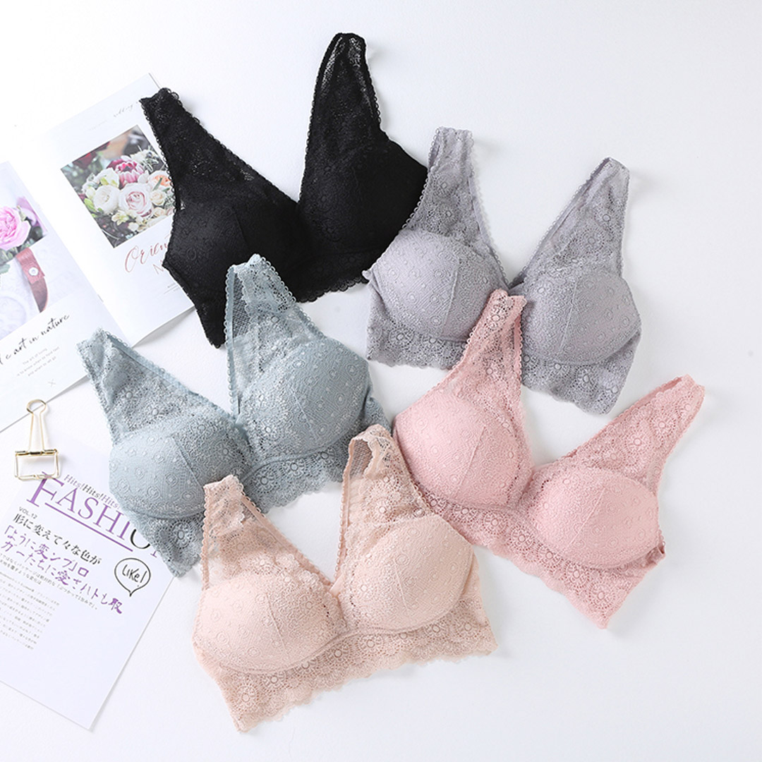 Thin, beautiful back, plus size, gathered and adjusted anti sagging vest style sleep bra