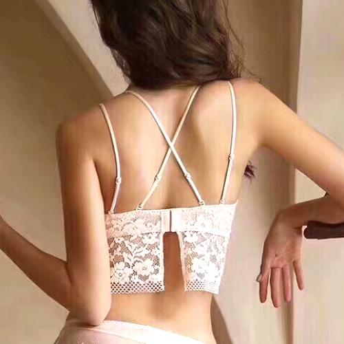 French lace backless deep V without steel ring suspender integrated gathering underwear