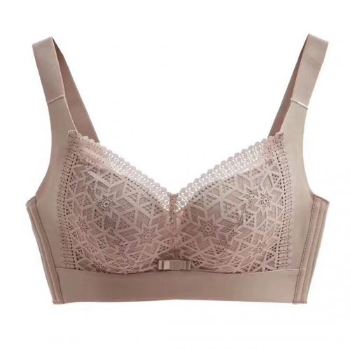 Embossed printed lace cup top, lightweight, gathered, widened shoulder straps, large chest, small, seamless, no steel ring underwear