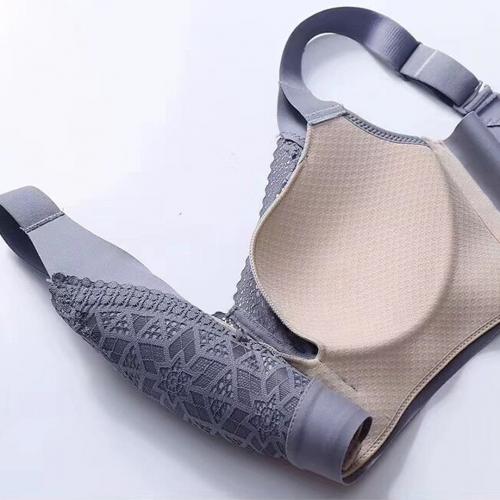 Embossed printed lace cup top, lightweight, gathered, widened shoulder straps, large chest, small, seamless, no steel ring underwear