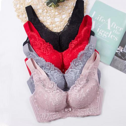 Soft Feather Cotton Cup Sexy Lace Thin, Large Chest MM Adjustable Converge Side Fold Underwear (CM2673)