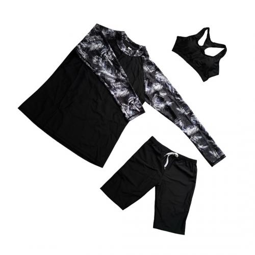 Fat MM long sleeved sunscreen slimming conservative flat angle split, enlarged and fattening sports swimming four piece set