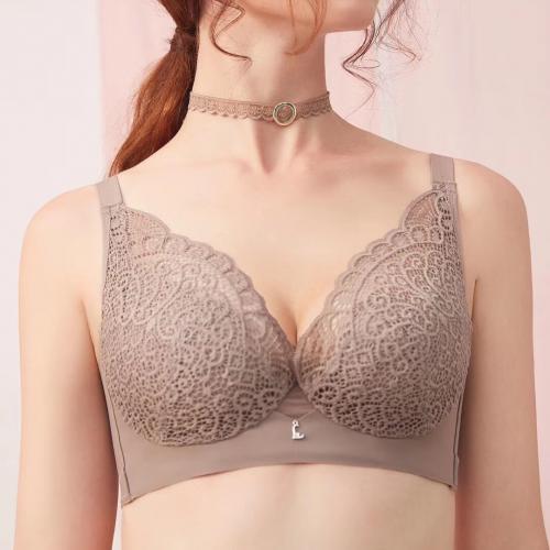 Lightweight, breathable and sexy crystal cup without sponge, gathering memory soft steel ring underwear