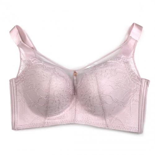 Sexy lace without steel ring, palm cup, thin design, C cup, D cup, large chest, small adjustment, side closure, anti glare underwear