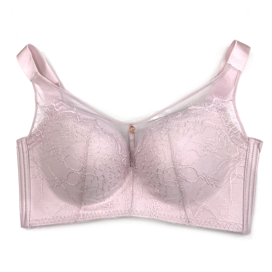 Sexy lace without steel ring, palm cup, thin design, C cup, D cup, large chest, small adjustment, side closure, anti glare underwear