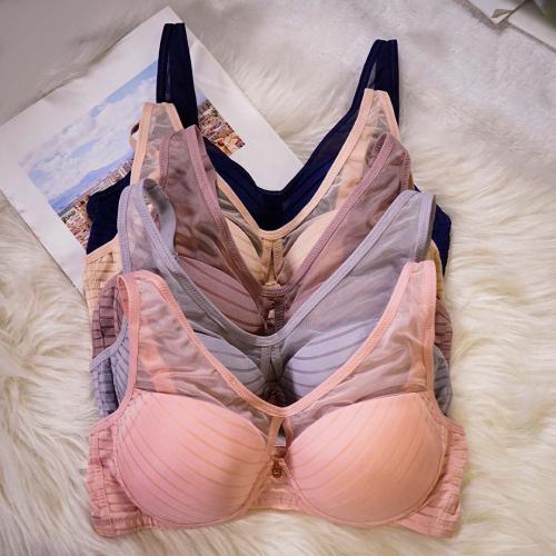 Simple and elegant diagonal striped thin seamless underwire without steel ring