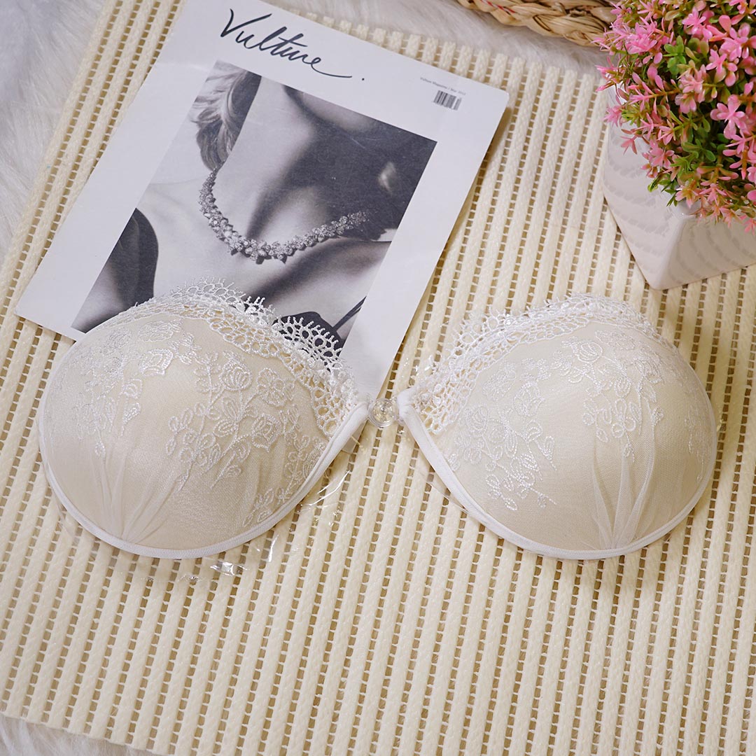 White embroidered lace gathering invisible wedding dress special underwear
