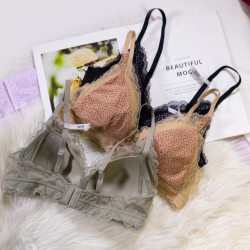 French sexy lace small dot triangular cup thin collection seamless underwear