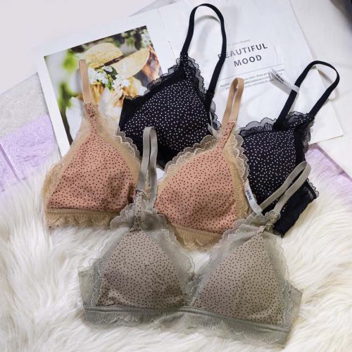 French sexy lace small dot triangular cup thin collection seamless underwear