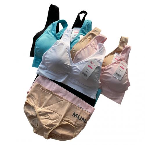 Elastic cotton seamless steel ring sports type shockproof deep V underwear set in 5 colors