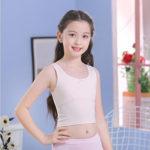 Cotton mid to long length vest for girls in the developmental stage, lingerie