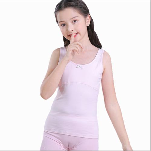 Cotton long vest for girls in the developmental stage underwear