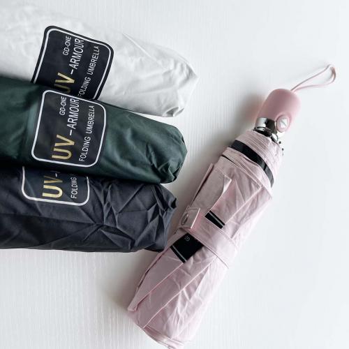 Fully automatic triple fold rain and sun protection dual-use umbrella