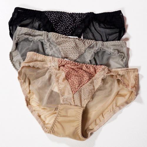 French sexy lace small dot triangular cup thin design gathered seamless underwear matching pants