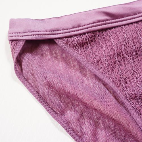 Retro Deep V Four Corner Cup Small Chest Thickened and Comfortable without Steel Circles Lace Underwear Matching Pants