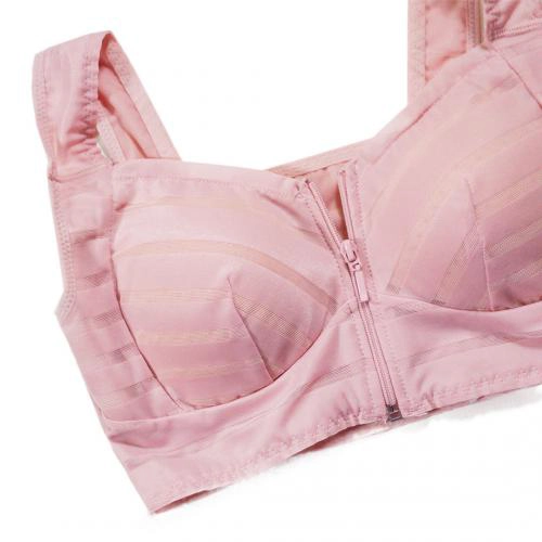 Front zipper without steel ring, breathable large size sleep sports bra