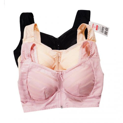 Front zipper without steel ring, breathable large size sleep sports bra