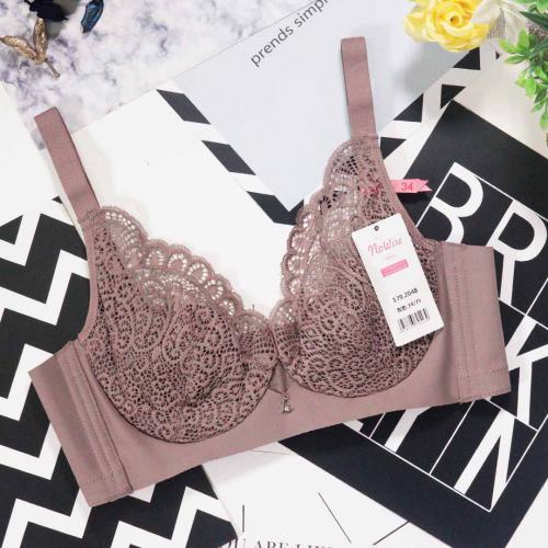Lightweight, breathable and sexy crystal cup without sponge, gathering memory soft steel ring underwear
