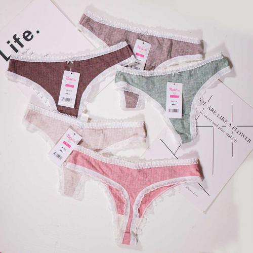 New colored cotton and mulberry silk antibacterial seamless thong
