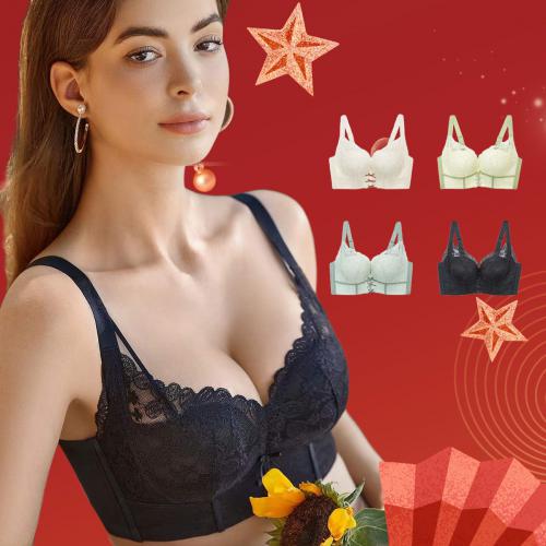 French sexy floral lace small chest gathered without steel ring adjustable underwear
